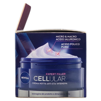 NIVEA CELLULAR EXPERT FILLER Crema Notte Anti-Età Intensiva SPF 15 50ml, Crema viso antirughe rassodante, Crema viso Acido Ialuronico e Acido Folico Puro, Crema viso notte anti-age