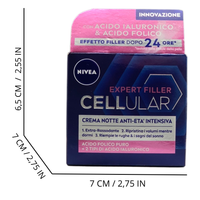 NIVEA CELLULAR EXPERT FILLER Crema Notte Anti-Età Intensiva SPF 15 50ml, Crema viso antirughe rassodante, Crema viso Acido Ialuronico e Acido Folico Puro, Crema viso notte anti-age