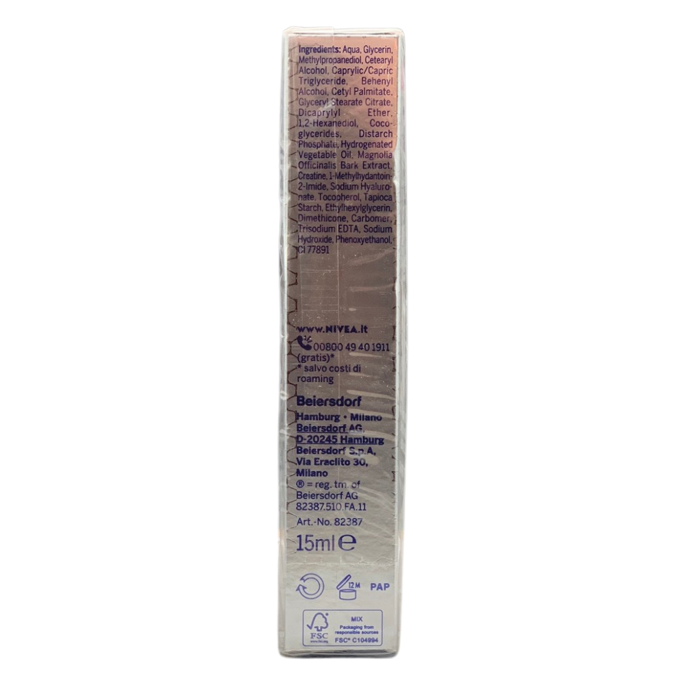 NIVEA CELLULAR EXPERT FILLER Contorno Occhi & Labbra Anti-Età 15ml, Crema contorno occhi e labbra rassodante, Contorno occhi antirughe e filler labbra con Acido Ialuronico e Acido Folico Puro