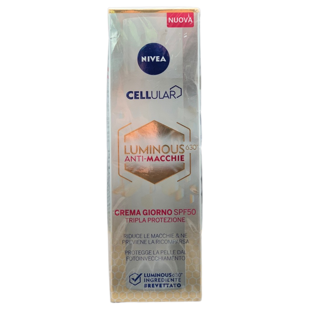NIVEA Luminous630 Anti-Macchie Fluido UV Quotidiano Crema viso SPF 50 40 ml, Antimacchie viso contro il fotoinvecchiamento con Acido Ialuronico, Thiamidol brevettato e filtri UVA/UVB