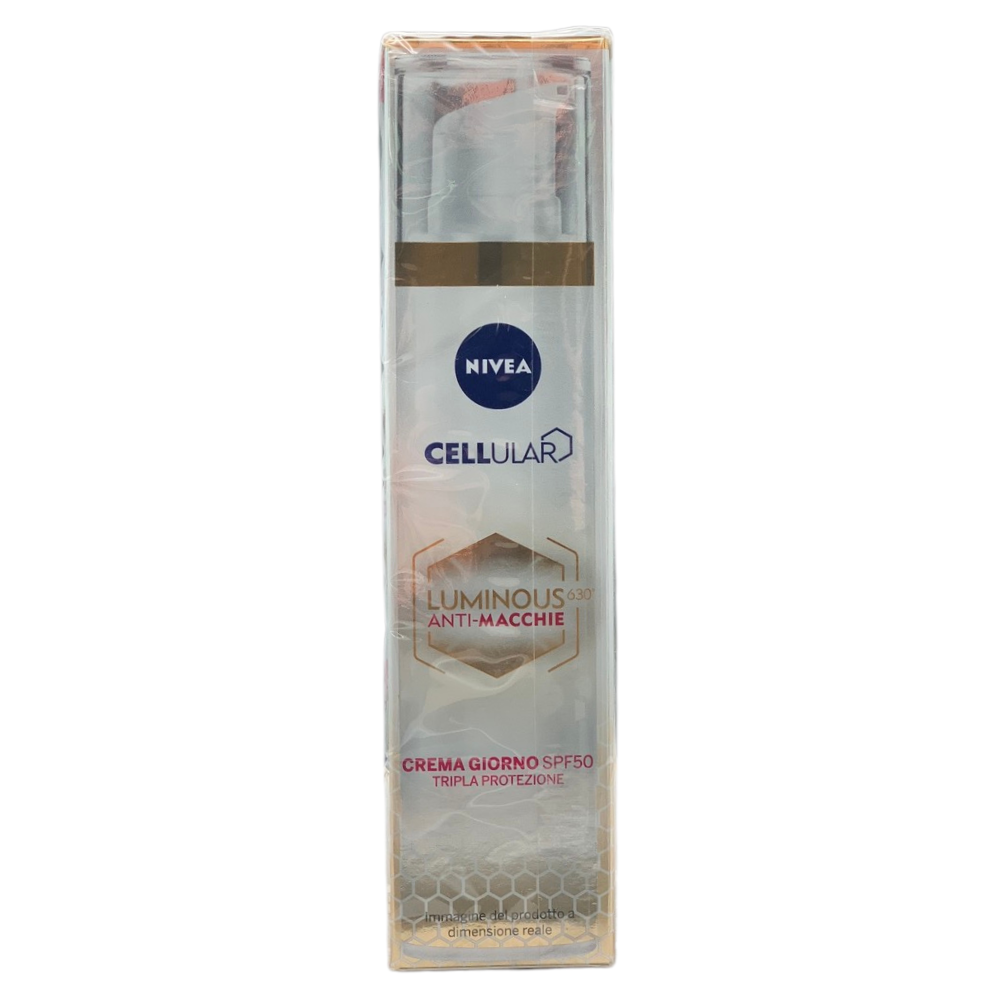 NIVEA Luminous630 Anti-Macchie Fluido UV Quotidiano Crema viso SPF 50 40 ml, Antimacchie viso contro il fotoinvecchiamento con Acido Ialuronico, Thiamidol brevettato e filtri UVA/UVB