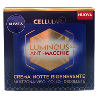 NIVEA Luminous630 Anti-Macchie Crema Notte Rigenerante 50 ml, Crema viso antirughe e antimacchia con Acido Ialuronico e Thiamidol brevettato, Efficiacia antimacchie viso per una pelle rinnovata