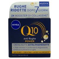 NIVEA Q10 Anti-Rughe Power Crema Notte Extra Rigenerante 50 ml, Crema notte viso antirughe idratante con Coenzima Q10, Creatina e Glycostop, Skincare ad assorbimento rapido per tutti i tipi di pelle