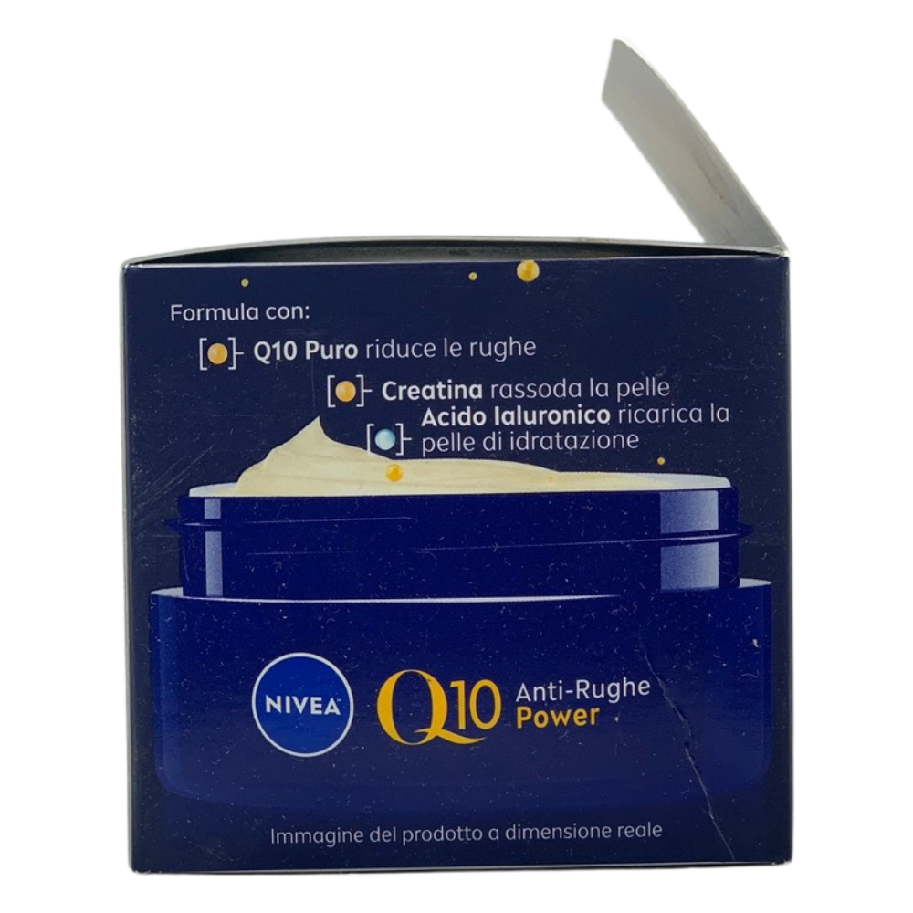 NIVEA Q10 Anti-Rughe Power Crema Notte Extra Rigenerante 50 ml, Crema notte viso antirughe idratante con Coenzima Q10, Creatina e Glycostop, Skincare ad assorbimento rapido per tutti i tipi di pelle