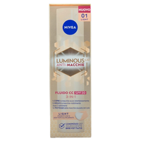 NIVEA Luminous630 Fluido CC Cream SPF 30 3-in-1 Light 40 ml, Crema colorata viso con pigmenti incapsulati e tripla azione anti-macchie, Crema antimacchie viso con Acido Ialuronico e Thiamidol
