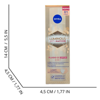 NIVEA Luminous630 Fluido CC Cream SPF 30 3-in-1 Light 40 ml, Crema colorata viso con pigmenti incapsulati e tripla azione anti-macchie, Crema antimacchie viso con Acido Ialuronico e Thiamidol