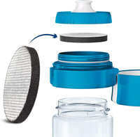 BRITA Borraccia filtrante per acqua, Blu (0.6l) - incl. 1 filtro MicroDisc per la riduzione di cloro, PFAS*, erbicidi, pesticidi e impurità