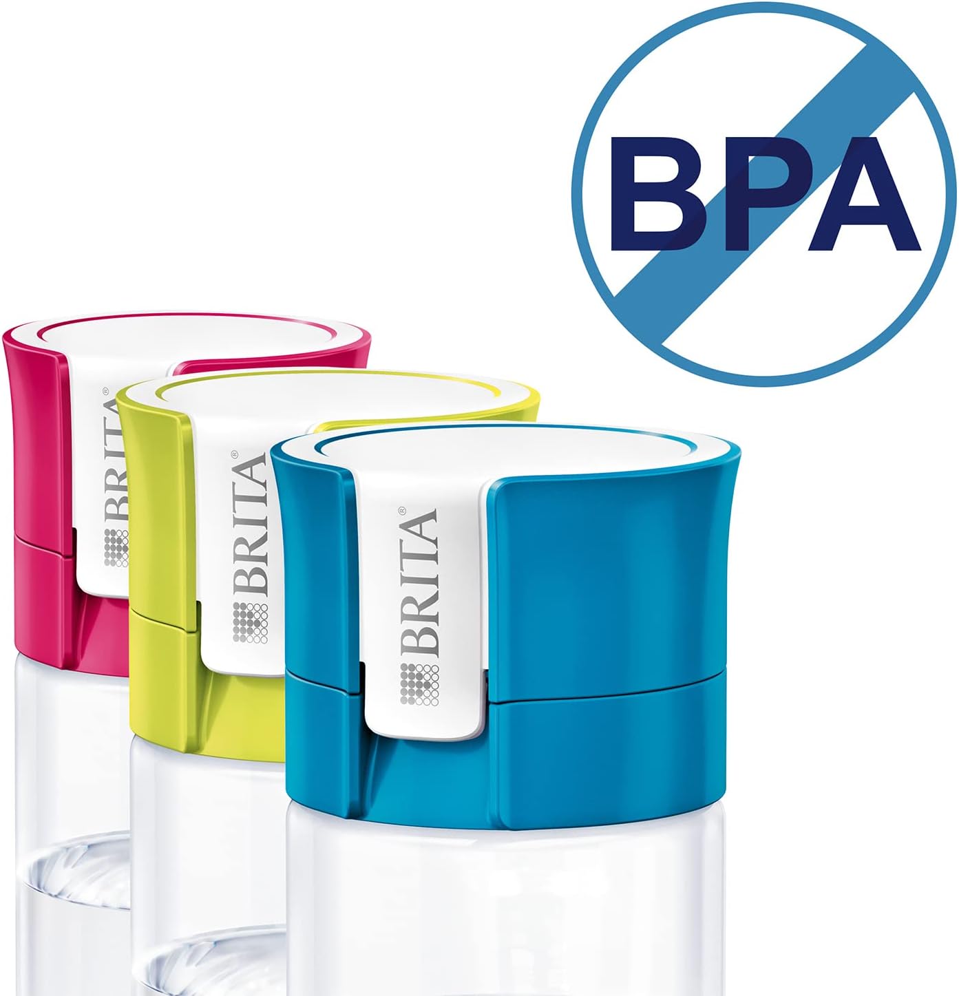 BRITA Borraccia filtrante per acqua, Blu (0.6l) - incl. 1 filtro MicroDisc per la riduzione di cloro, PFAS*, erbicidi, pesticidi e impurità