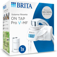 BRITA ON TAP Pro V-MF include 1 x filtro acqua rubinetto V-MF (600L) - riduce cloro, 99,99% dei batteri, PFAS - display contalitri digitale