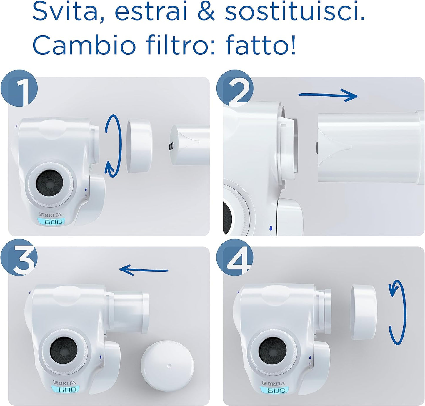 BRITA Filtro acqua rubinetto ON TAP V-MF (600L) - Riduce cloro, PFAS, 99,99% di batteri, microparticelle e metalli - per acqua buona e sicura da bere