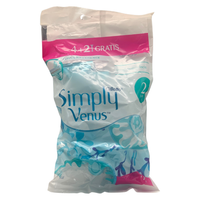 VENUS Confezione Da 6 Rasoi a 2 Lame Usa e Getta SIMPLY. Con Manico Ergonomico, Banda Idratante Per Uno Scorrimento Facilitato, Striscia Lubrificata Arricchita Con Aloe