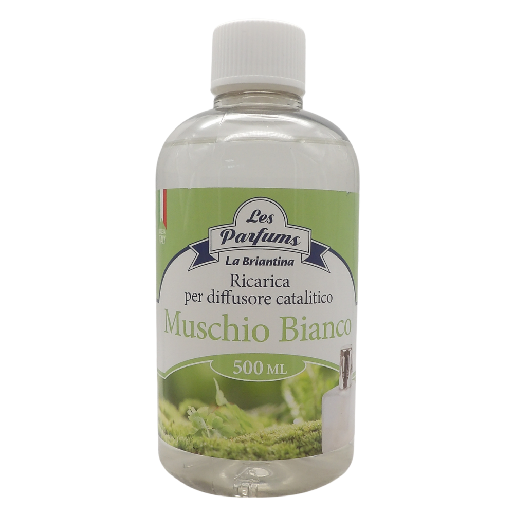 LA BRIANTINA Ricarica Per Diffusore Catalitico, Profumazioni Di Qualità Adatte a Qualunque Lampada Catalitica 500ml (MUSCHIO BIANCO)