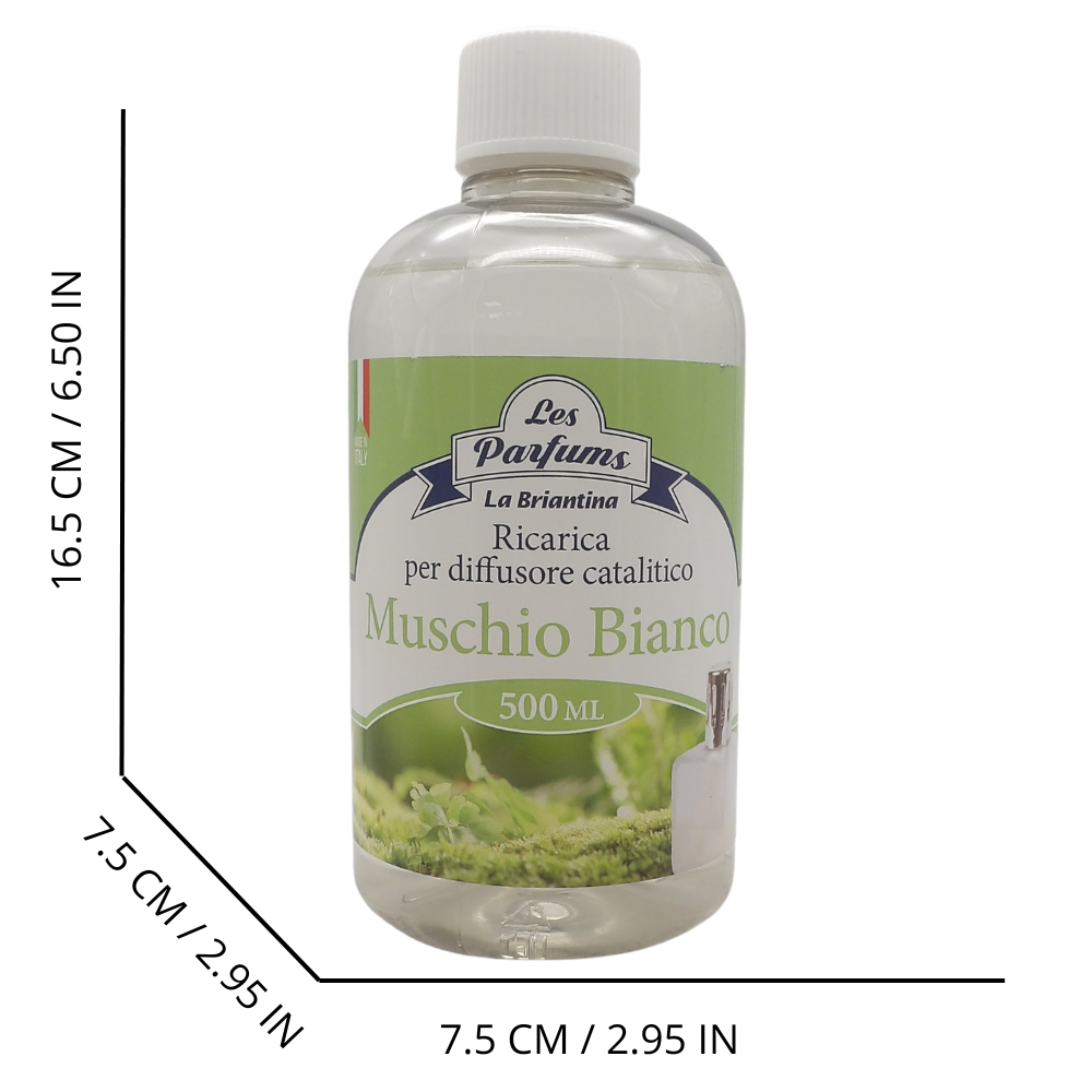 LA BRIANTINA Ricarica Per Diffusore Catalitico, Profumazioni Di Qualità Adatte a Qualunque Lampada Catalitica 500ml (MUSCHIO BIANCO)