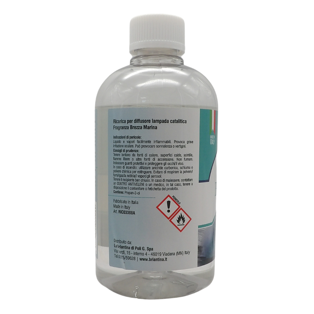 LA BRIANTINA Ricarica Per Diffusore Catalitico, Profumazioni Di Qualità Adatte a Qualunque Lampada Catalitica 500ml (BREZZA MARINA)
