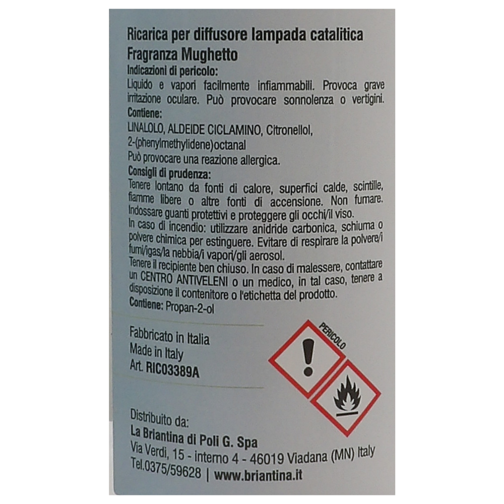 LA BRIANTINA Ricarica Per Diffusore Catalitico, Profumazioni Di Qualità Adatte a Qualunque Lampada Catalitica 500ml (MUGHETTO)