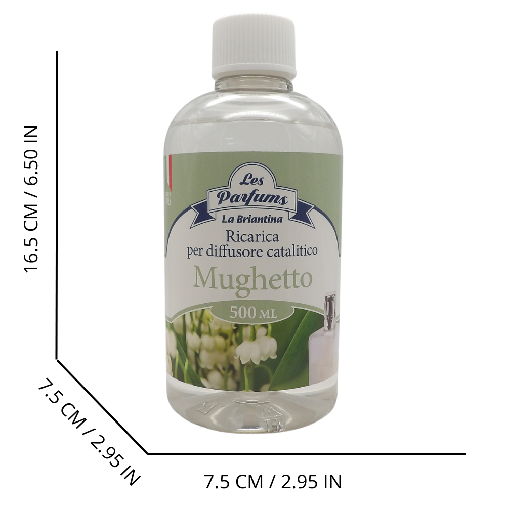 LA BRIANTINA Ricarica Per Diffusore Catalitico, Profumazioni Di Qualità Adatte a Qualunque Lampada Catalitica 500ml (MUGHETTO)
