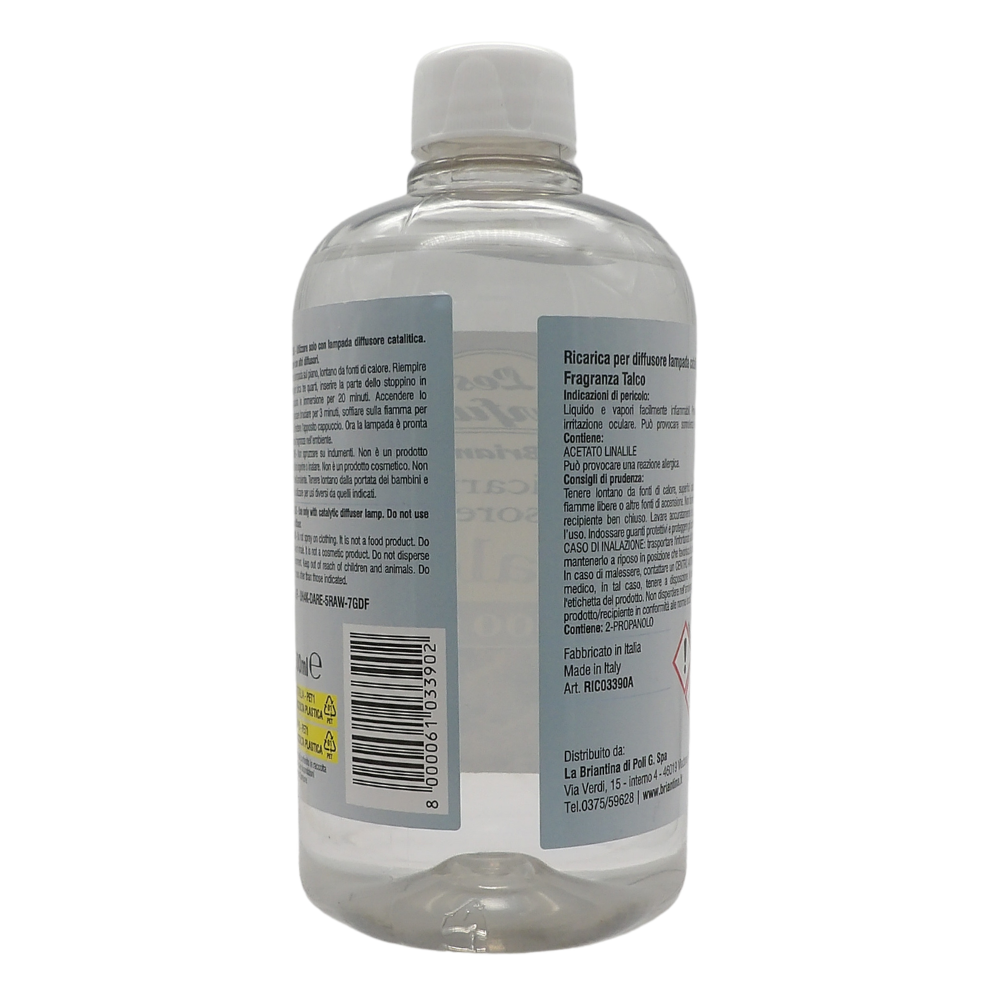 LA BRIANTINA Ricarica Per Diffusore Catalitico, Profumazioni Di Qualità Adatte a Qualunque Lampada Catalitica 500ml (TALCO)