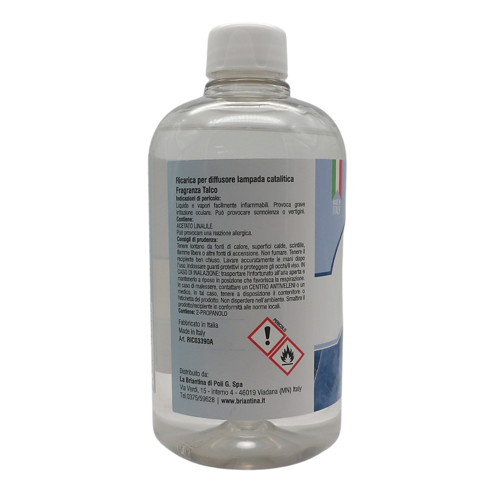 LA BRIANTINA Ricarica Per Diffusore Catalitico, Profumazioni Di Qualità Adatte a Qualunque Lampada Catalitica 500ml (TALCO)
