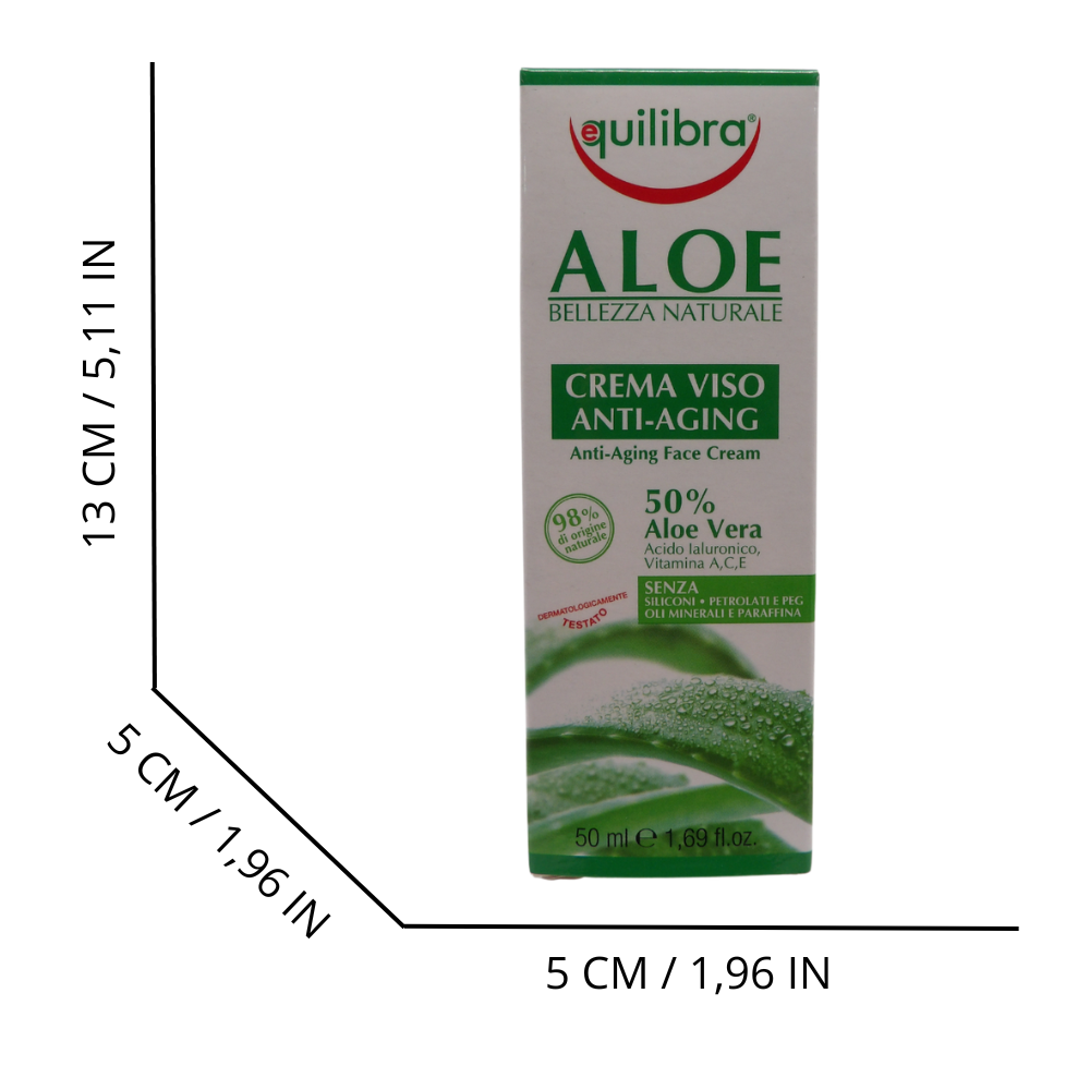 EQUILIBRA Crema Viso ALOE Anti-Aging, Texture Morbida e Setosa Che Si Assorbe Perfettamente, Senza Ungere. Utile Nella Prevenzione e Trattamento Delle Rughe 50ml