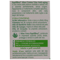 EQUILIBRA Crema Viso ALOE Anti-Aging, Texture Morbida e Setosa Che Si Assorbe Perfettamente, Senza Ungere. Utile Nella Prevenzione e Trattamento Delle Rughe 50ml