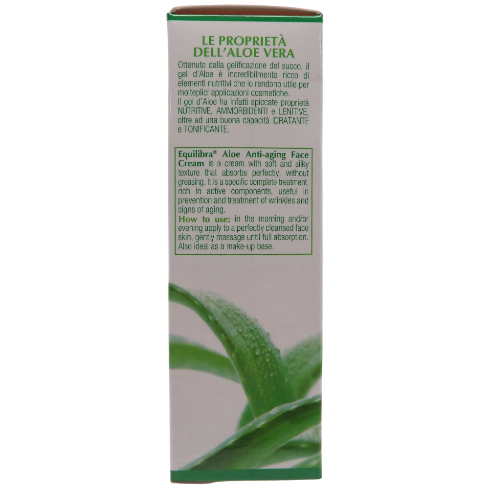 EQUILIBRA Crema Viso ALOE Anti-Aging, Texture Morbida e Setosa Che Si Assorbe Perfettamente, Senza Ungere. Utile Nella Prevenzione e Trattamento Delle Rughe 50ml