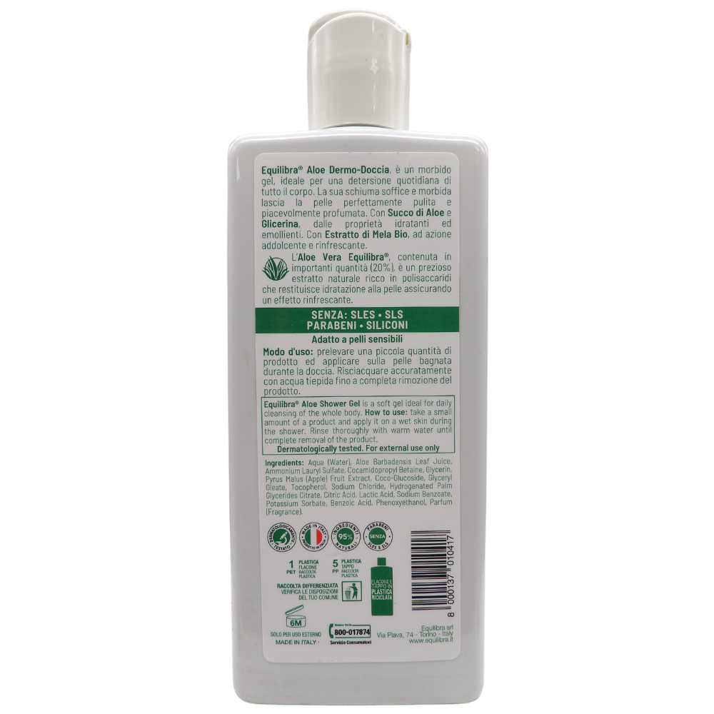 EQUILIBRA Dermo Doccia ALOE Delicato e Idratante, Ideale Per Una Detersione Quotidiana Di Tutto Il Corpo 250ml