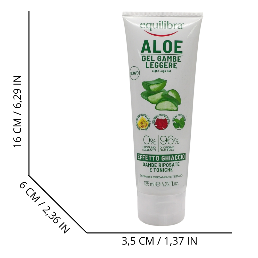 EQUILIBRA Corpo, Aloe Gambe Leggere Gel, Gel Fresco a Base di Aloe Vera e Aloe 3+, Effetto Ghiaccio, Favorisce Circolazione Gambe Con Stress del Microcircolo, Dona Sollievo e Benessere, 125 ml