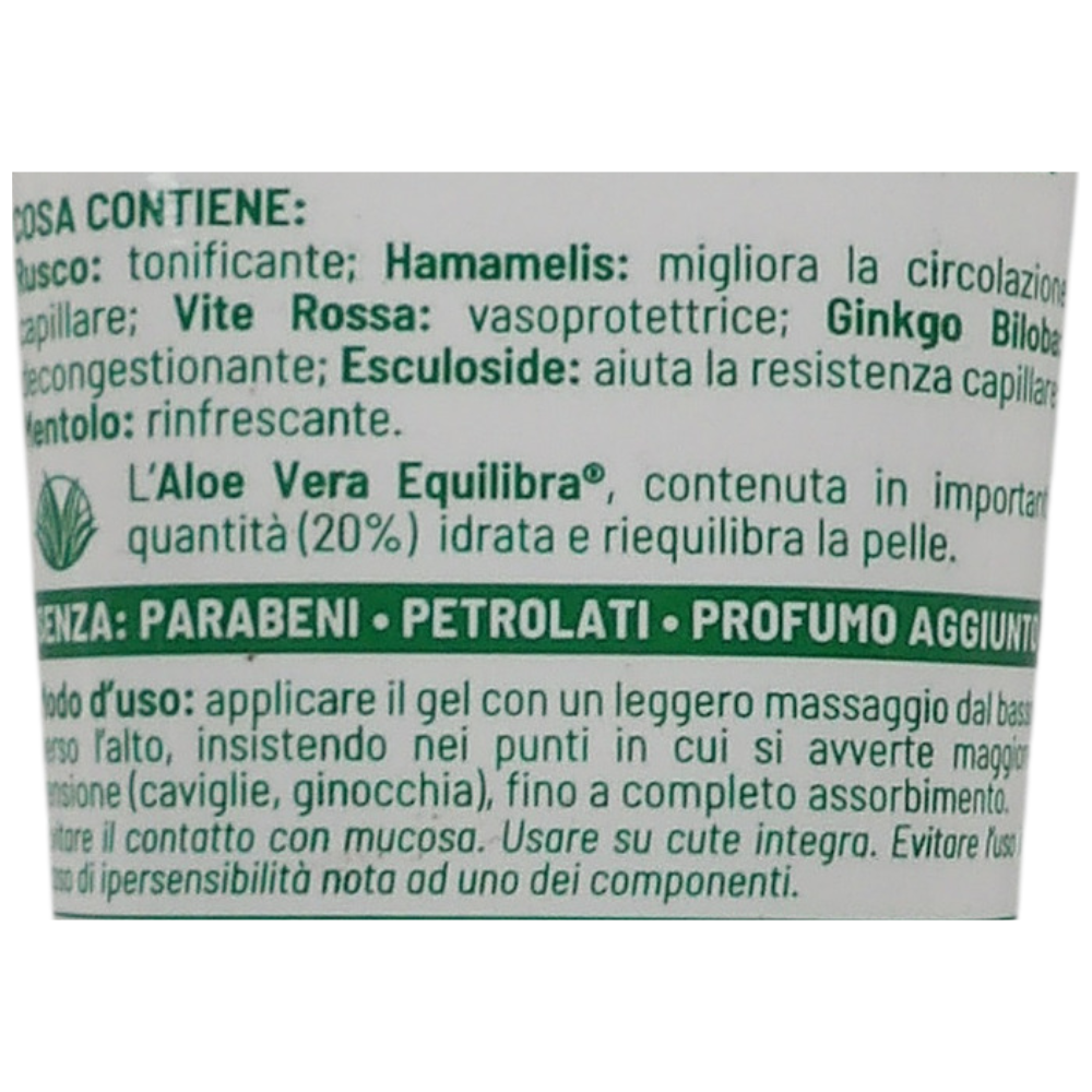 EQUILIBRA Corpo, Aloe Gambe Leggere Gel, Gel Fresco a Base di Aloe Vera e Aloe 3+, Effetto Ghiaccio, Favorisce Circolazione Gambe Con Stress del Microcircolo, Dona Sollievo e Benessere, 125 ml
