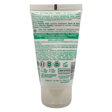 EQUILIBRA Crema Mani e Unghie ALOE, Idratante e Protettiva Con Aloe Vera 40%. Contiene Olio di Mandorle Dolci, Burro di Karitè, Glicerina Vegetale e Vitamina E 75ml