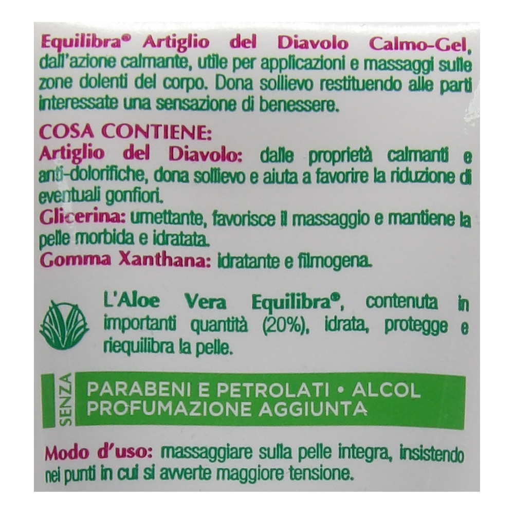 EQUILIBRA Calmo Gel ARTIGLIO DEL DIAVOLO Con Il 20% Di Aloe Vera. Dona Sollievo Restituendo Alle Parti Interessate Una Sensazione Di Benessere 100ml
