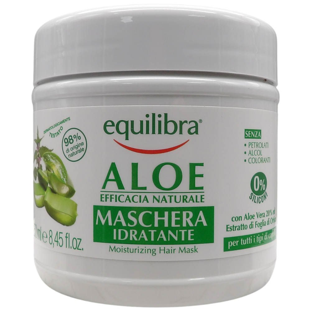EQUILIBRA Aloe Maschera Idratante per tutti i tipi di capelli, 250 ml