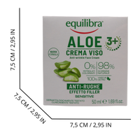 EQUILIBRA, Aloe Ialuronica Crema Viso Anti-Rughe Levigante, con Aloe Vera e Aloe 3+, Acido Ialuronico e Vitamina E, Adatta a Pelli Sensibili, Contrasta i Segni del Tempo, Azione Levigante, 50 ml