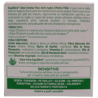 EQUILIBRA, Aloe Ialuronica Crema Viso Anti-Rughe Levigante, con Aloe Vera e Aloe 3+, Acido Ialuronico e Vitamina E, Adatta a Pelli Sensibili, Contrasta i Segni del Tempo, Azione Levigante, 50 ml