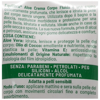 EQUILIBRA Corpo, Aloe Crema Corpo Fluida, Crema Corpo a Base di Aloe Vera, Olio di Cocco e Vitamina E, Ideale per Pelle Secca, ad Azione Lenitiva, Assorbimento Rapido, Non Unge, 200 ml