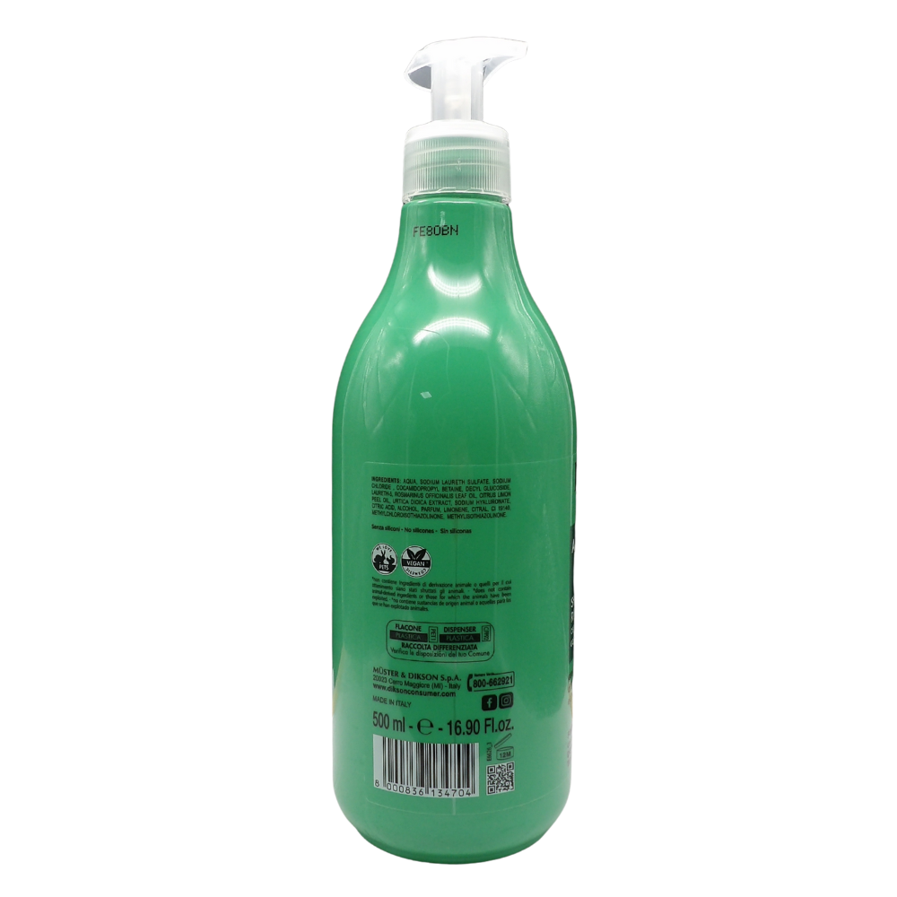 DIKSON Shampoo ANTIGRASSO Riequilibrante, Per Capelli Grassi Con Eccesso Di Sebo. Con Oli Essenziali Di Rosmarino e Limone 500ml