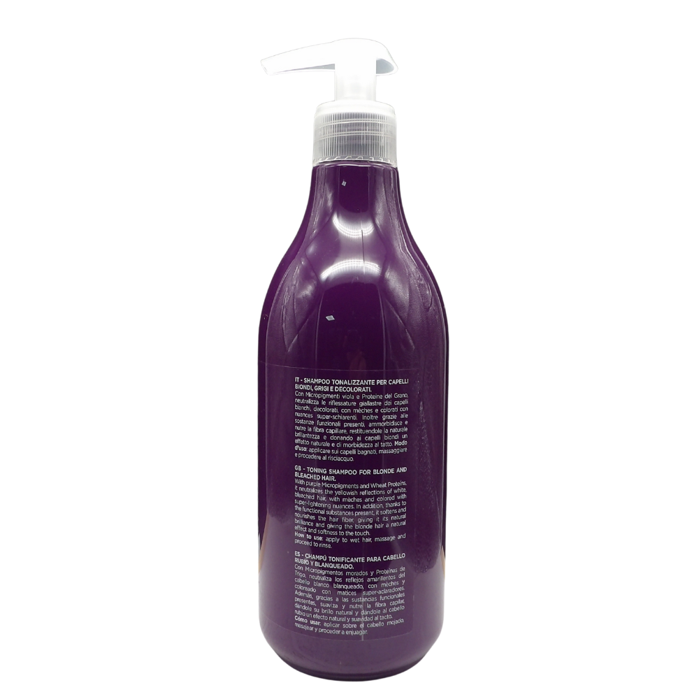 DIKSON Shampoo ANTIGIALLO, Tonalizzante, Per Capelli Biondi, Grigi e Decolorati. Con Micropigmenti Viola e Proteine Del Grano. Formula Professionale Con Acido Ialuronico 500ml