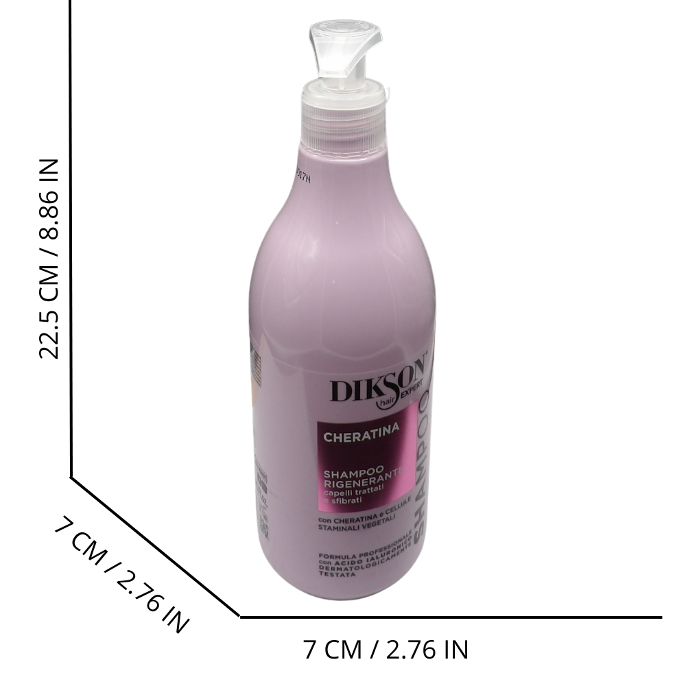 DIKSON Shampoo Rigenerante alla Cheratina Dikson (500 ml), un trattamento intensivo formulato per capelli fragili, indeboliti e trattati.