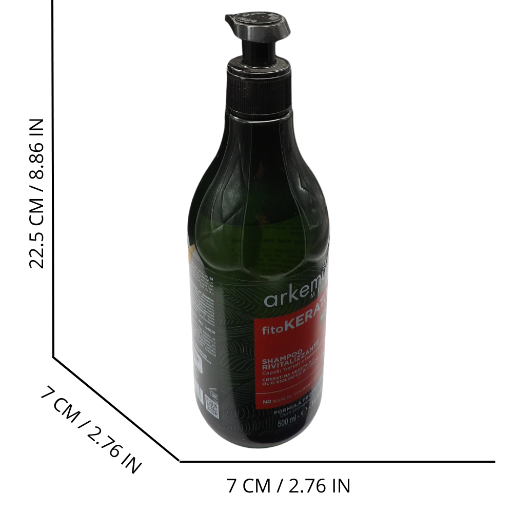 DIKSON Green Fito KERATIN, SHAMPOO RIVITALIZZANTE. Capelli Trattati e Danneggiati. Con Cheratina Vegetale & Olio Biologico Di Cocco. No SLS/SLES, Coloranti Artificiali e Siliconi 500ml