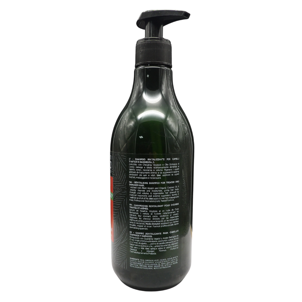 DIKSON Green Fito KERATIN, SHAMPOO RIVITALIZZANTE. Capelli Trattati e Danneggiati. Con Cheratina Vegetale & Olio Biologico Di Cocco. No SLS/SLES, Coloranti Artificiali e Siliconi 500ml