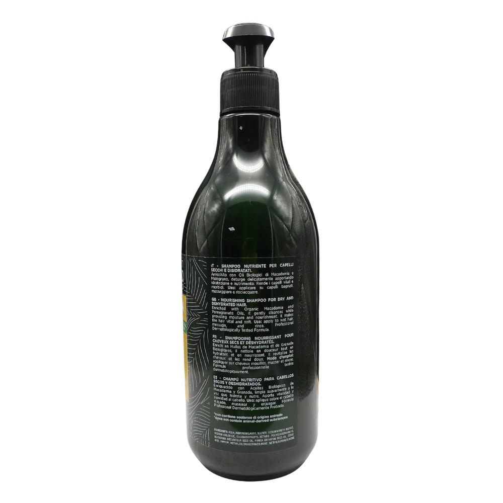 DIKSON Shampoo NUTRIENTE, MACADAMIA, Per Capelli Secchi e Disidratati. Con Oli Biologici Di Macadamia & Melograno. No SLS/SLES, Coloranti Artificiali e Siliconi 500ml