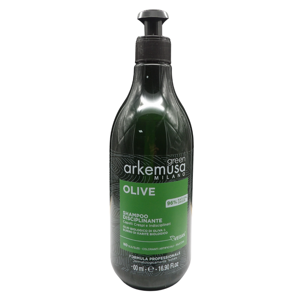 DIKSON Shampoo DISCIPLINANTE, OLIVE, Per Capelli Crespi e Indisciplinati. Con Olio Biologico Di Oliva & Burro Di Karitè Biologico. No SLS/SLES, Coloranti Artificiali e Siliconi 500ml