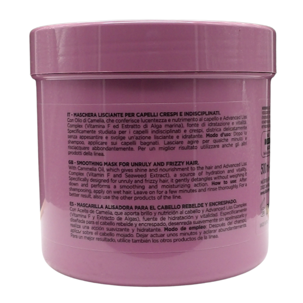 DIKSON Maschera Lisciante Per Capelli Crespi e Indisciplinati -LISCI PERFETTI- Con Olio Di Camelia e Advanced Liss Complex. Formula Professionale Con Acido Ialuronico 500ml