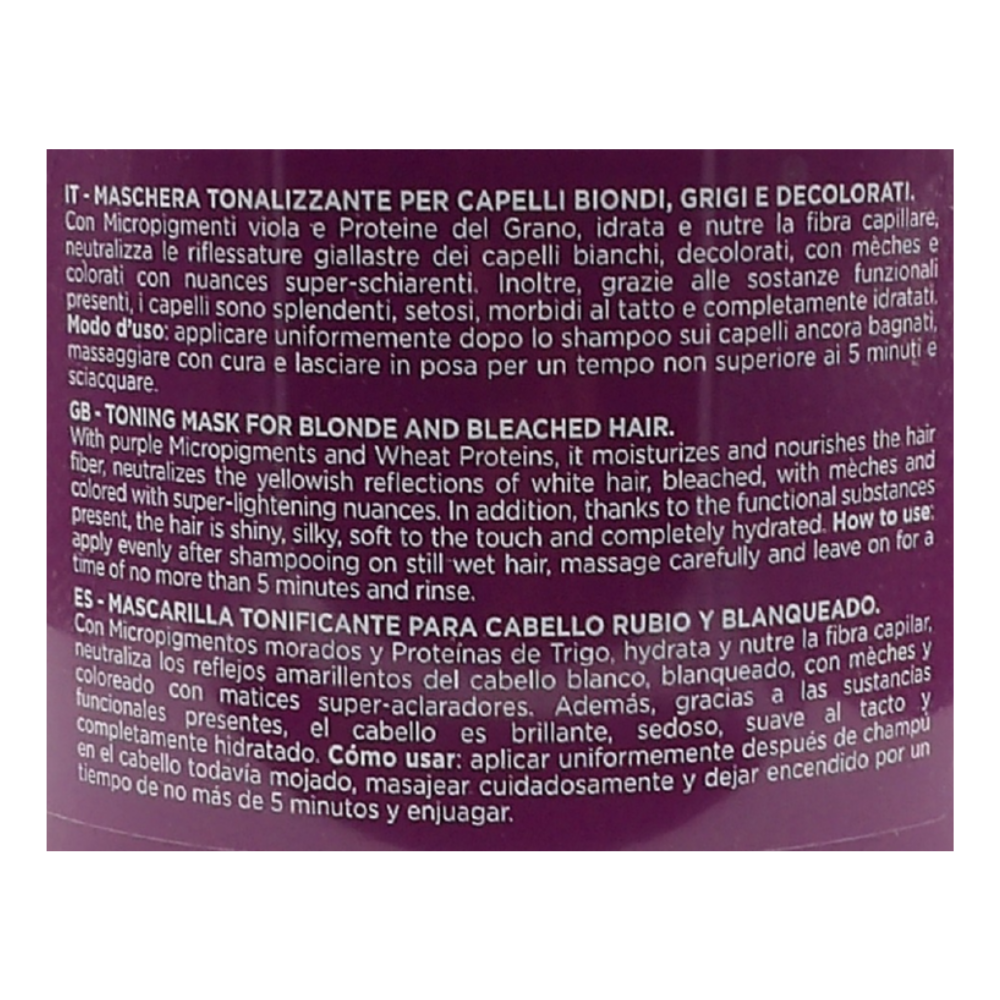 DIKSON Maschera ANTIGIALLO, Tonalizzante, Per Capelli Biondi, Grigi e Decolorati. Con Micropigmenti Viola e Proteine Del Grano. Formula Professionale Con Acido Ialuronico 500ml