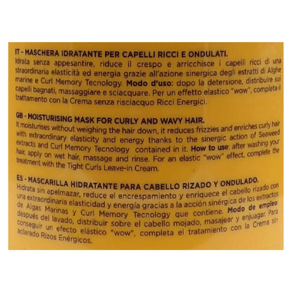 DIKSON Maschera Ricci Energici ad azione anticrespo 500 ml è un trattamento specifico progettato per idratare, donare elasticità e definire i capelli ricci e mossi, riducendo l'effetto crespo