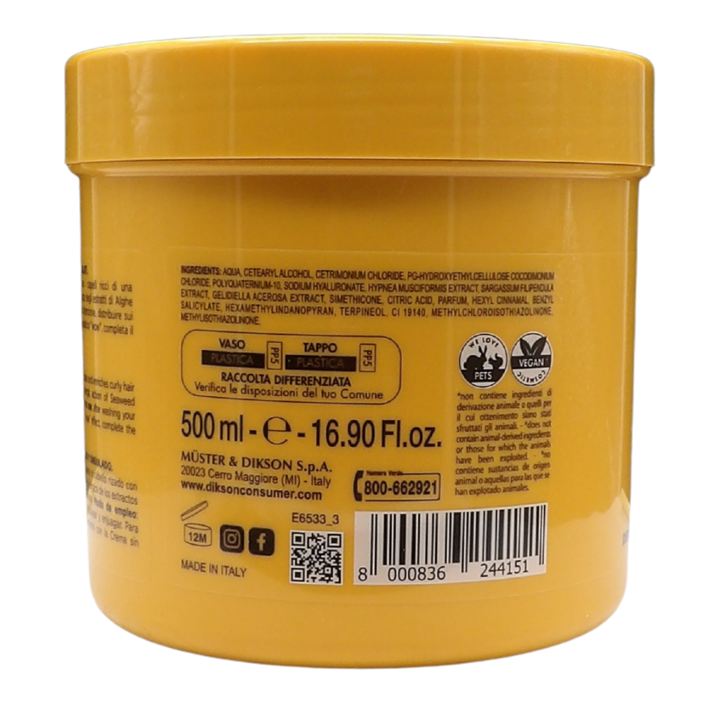 DIKSON Maschera Ricci Energici ad azione anticrespo 500 ml è un trattamento specifico progettato per idratare, donare elasticità e definire i capelli ricci e mossi, riducendo l'effetto crespo