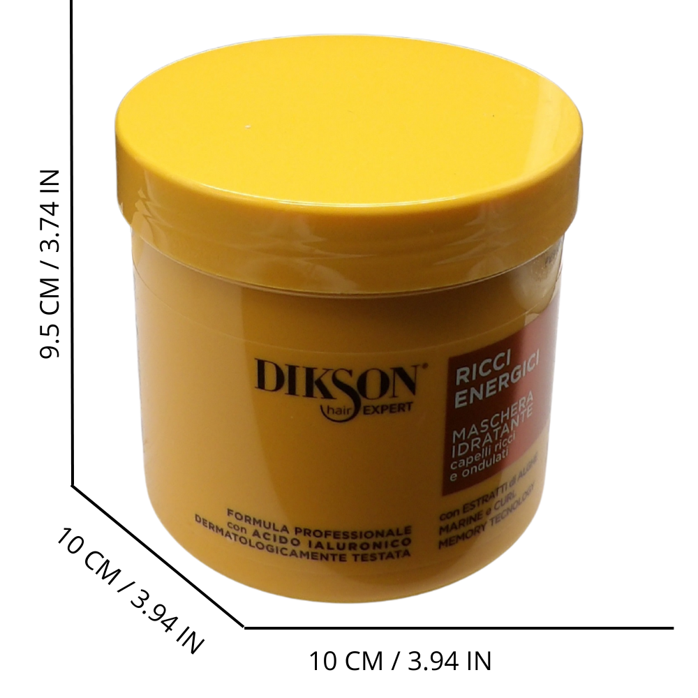DIKSON Maschera Ricci Energici ad azione anticrespo 500 ml è un trattamento specifico progettato per idratare, donare elasticità e definire i capelli ricci e mossi, riducendo l'effetto crespo