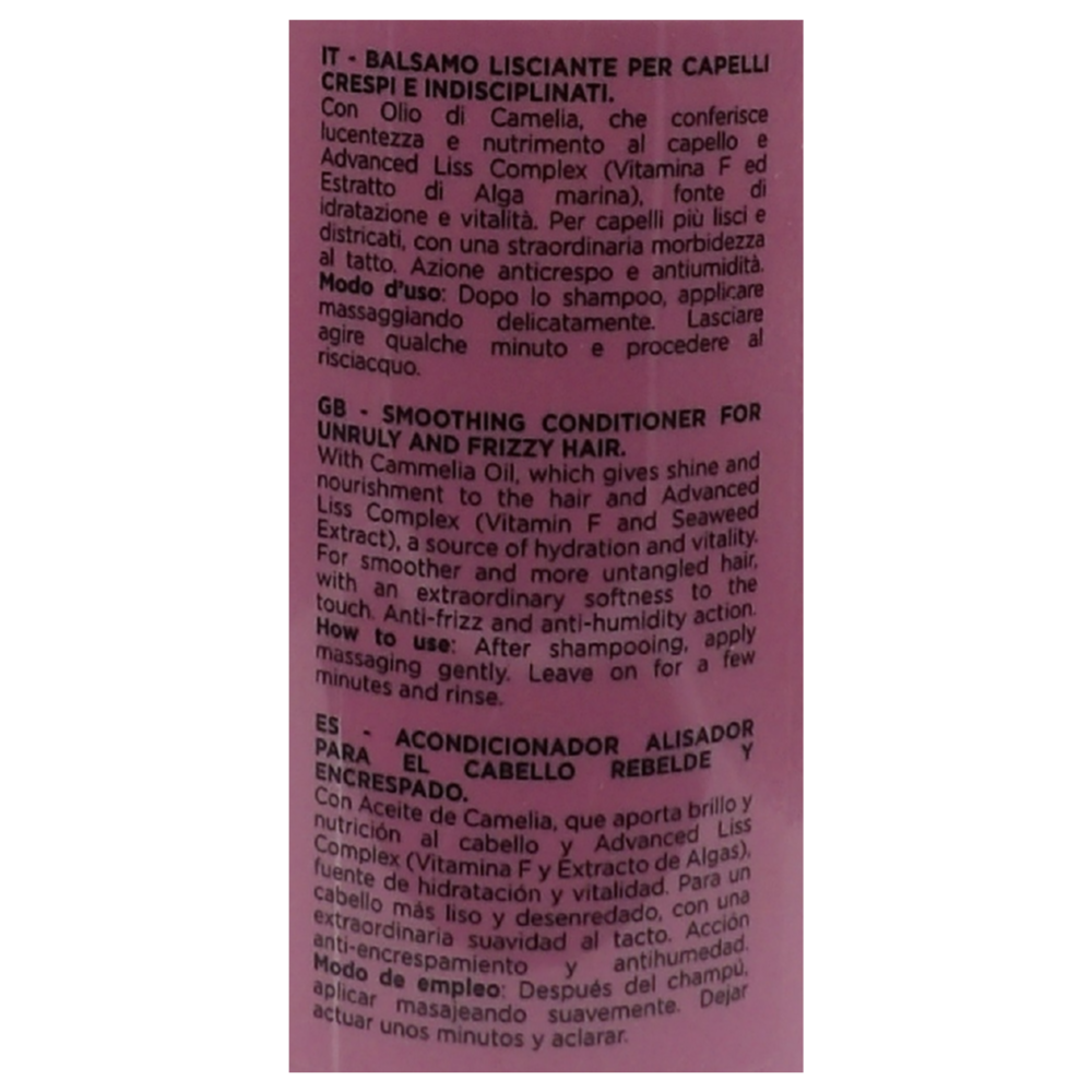 DIKSON Balsamo LISCI PERFETTI, Balsamo Lisciante, Per Capelli Crespi e Indisciplinati. Con Olio Di Camelia e Advanced Liss Complex, Con Acido Ialuronico 500ml (Flacone)