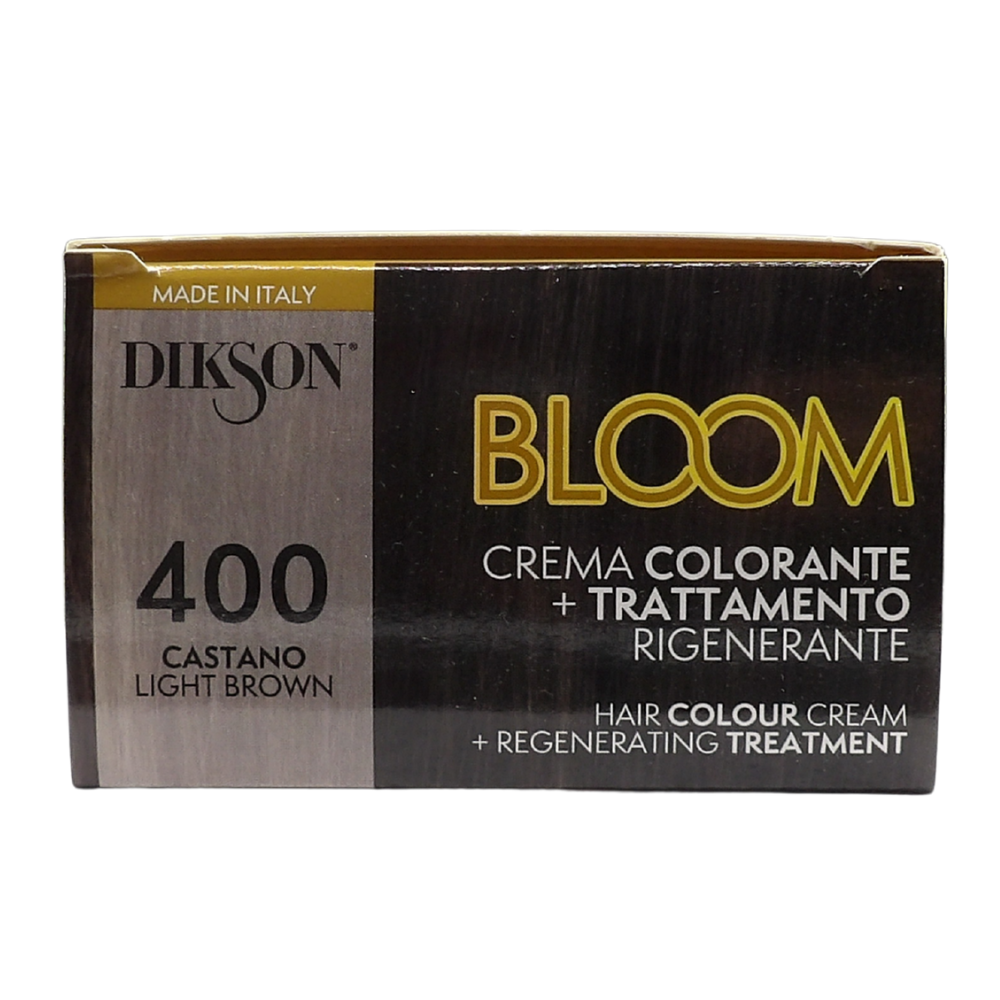 DIKSON Crema Colorante Per Capelli Con Trattamento Rigenerante BLOOM 400 CASTANO, Con Mix Di Oli Biologici e Cheratina Vegetale, Senza Ammoniaca