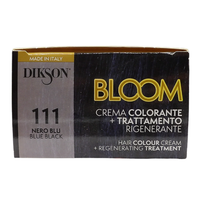DIKSON Crema Colorante Per Capelli Con Trattamento Rigenerante BLOOM 111 NERO BLU, Con Mix Di Oli Biologici e Cheratina Vegetale, Senza Ammoniaca
