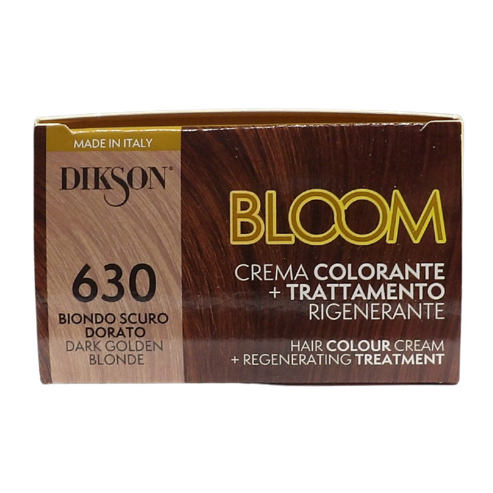 DIKSON Crema Colorante Per Capelli Con Trattamento Rigenerante BLOOM 630 BIONDO SCURO DORATO, Con Mix Di Oli Biologici e Cheratina Vegetale, Senza Ammoniaca